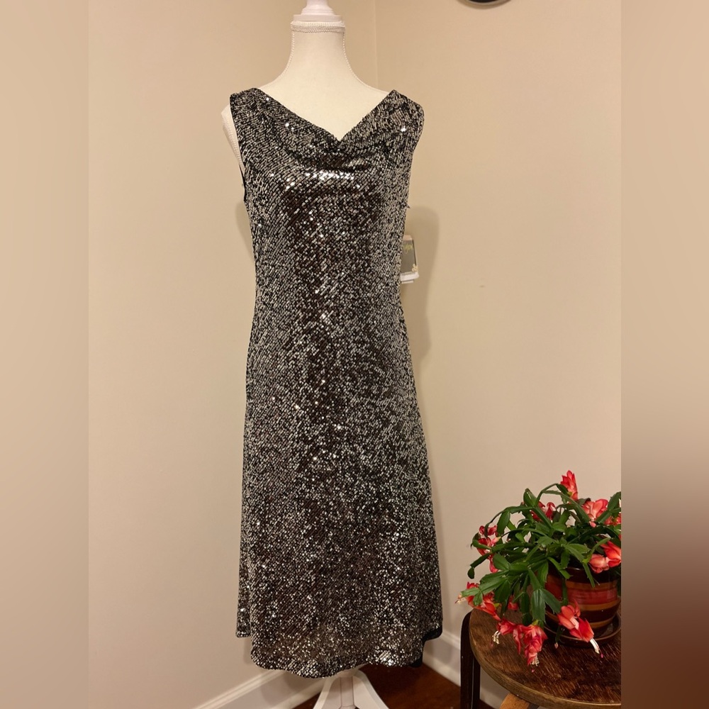 Stunning  Black and Silver Cocktail Dress.